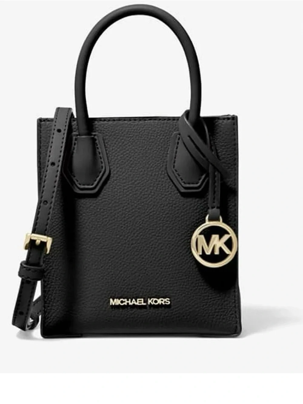 NWT Michael Kors Women Mercer Extra-Small Pebbled Leather Crossbody Bag,Black